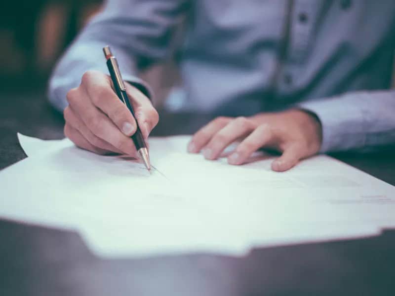 a man writing